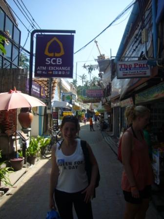 Lali walking on the street in Koh Phi Phi. In the island there aren't any cars