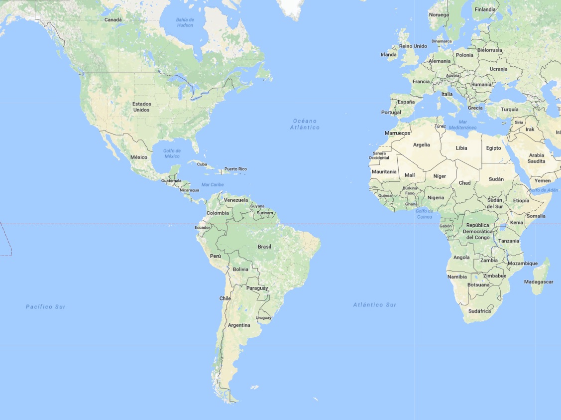 Mapa en el que se observa la Argentina y se puede comparar su tamaño con muchos otros países